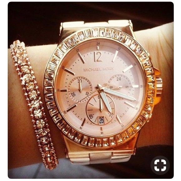 Michael Kors Baguette Bezel Rose Gold 